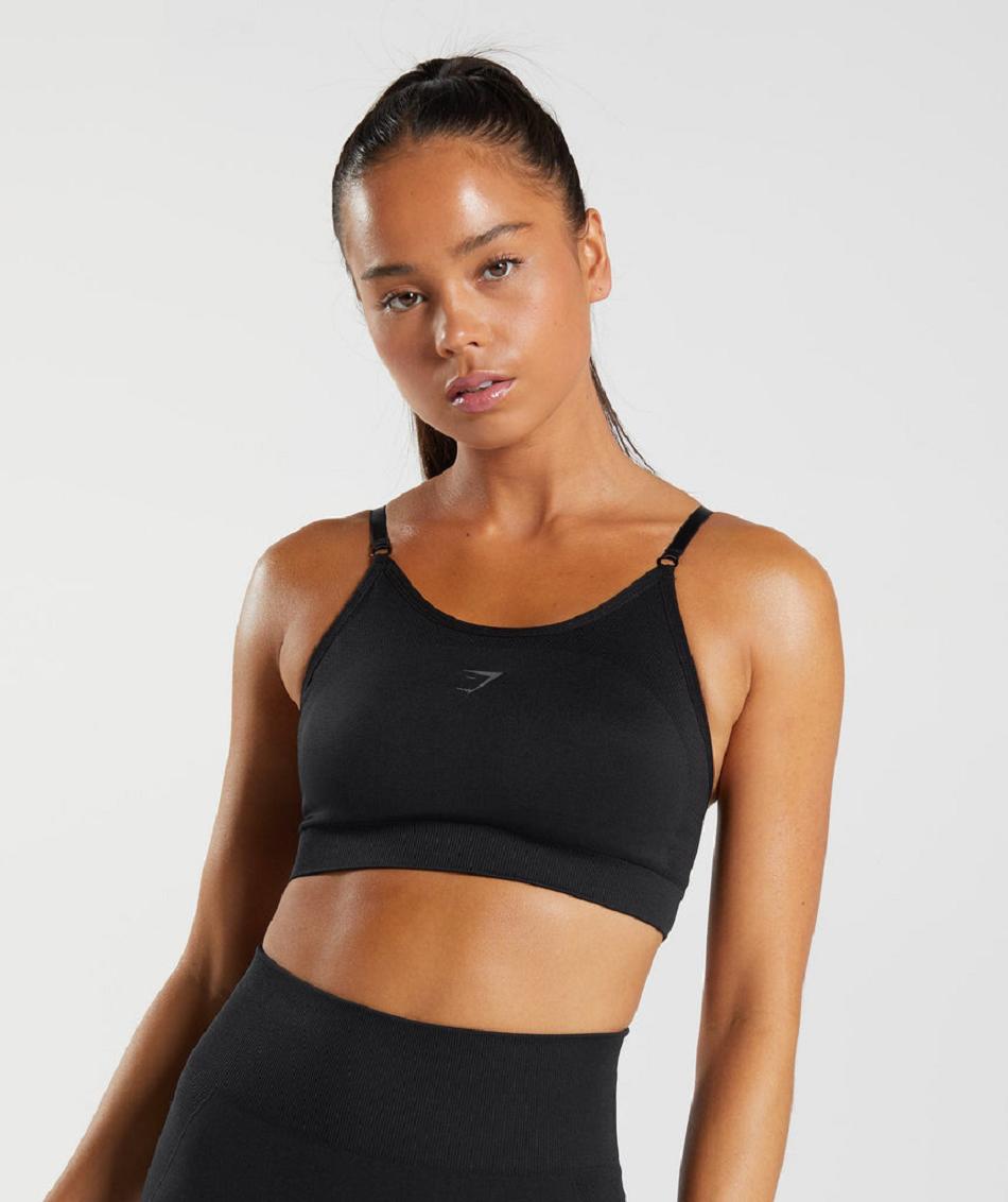 Staniki Sportowe Damskie Gymshark Flex Z Paskami Czarne | PL 2963VRW